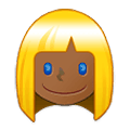 👱🏾‍♀️ Emoji Mujer Rubia: Tono De Piel Oscuro Medio en Samsung One UI 1.5.