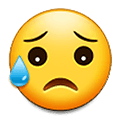 Emoji 😥 Faccina Delusa Ma Sollevata su Samsung One UI 1.5.