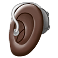 🦻🏿 Emoji Oreja Con Audífono: Tono De Piel Oscuro en Samsung One UI 1.5.