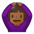 🙆🏾 Emoji Person mit Händen auf dem Kopf: mitteldunkle Hautfarbe Samsung One UI 1.5.