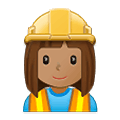 Emoji 👷🏽‍♀️ Operaia Edile: Carnagione Olivastra su Samsung One UI 1.5.