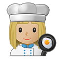 Emoji 👩🏼‍🍳 Cuoca: Carnagione Abbastanza Chiara su Samsung One UI 1.5.