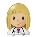 👩🏼‍⚕️ Emoji Mulher Profissional Da Saúde: Pele Morena Clara na Samsung One UI 1.5.