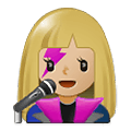 Emoji 👩🏼‍🎤 Cantante Donna: Carnagione Abbastanza Chiara su Samsung One UI 1.5.