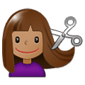 Émoji 💇🏽 Personne Qui Se Fait Couper Les Cheveux : Peau Légèrement Mate sur Samsung One UI 1.5.