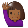 🙋🏾 Emoji Pessoa Levantando A Mão: Pele Morena Escura na Samsung One UI 1.5.