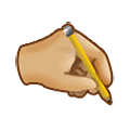 🖎🏼 Emoji La mano izquierda escribiendo: Tono De Piel Claro Medio en Samsung One UI 1.5.
