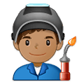 Emoji 👨🏽‍🏭 Operaio: Carnagione Olivastra su Samsung One UI 1.5.