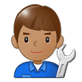 Émoji 👨🏽‍🔧 Mécanicien : Peau Légèrement Mate sur Samsung One UI 1.5.