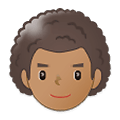 Emoji 👨🏽‍🦱 Uomo: Carnagione Olivastra E Capelli Ricci su Samsung One UI 1.5.