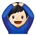 🙆🏻‍♂️ Emoji Mann mit Händen auf dem Kopf: helle Hautfarbe Samsung One UI 1.5.
