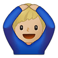 🙆🏼‍♂️ Emoji Mann mit Händen auf dem Kopf: mittelhelle Hautfarbe Samsung One UI 1.5.
