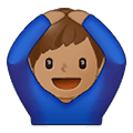 🙆🏽‍♂️ Emoji Mann mit Händen auf dem Kopf: mittlere Hautfarbe Samsung One UI 1.5.