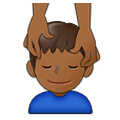💆🏾‍♂️ Emoji Mann, der eine Kopfmassage bekommt: mitteldunkle Hautfarbe Samsung One UI 1.5.