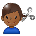 💇🏾‍♂️ Emoji Homem Cortando O Cabelo: Pele Morena Escura na Samsung One UI 1.5.
