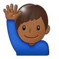 🙋🏾‍♂️ Emoji Homem Levantando A Mão: Pele Morena Escura na Samsung One UI 1.5.