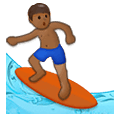 🏄🏾‍♂️ Emoji Homem Surfista: Pele Morena Escura na Samsung One UI 1.5.