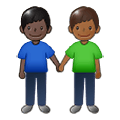 👨🏿‍🤝‍👨🏾 Emoji händchenhaltende Männer: dunkle Hautfarbe, mitteldunkle Hautfarbe Samsung One UI 1.5.