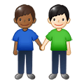 👨🏾‍🤝‍👨🏻 Emoji händchenhaltende Männer: mitteldunkle Hautfarbe, helle Hautfarbe Samsung One UI 1.5.