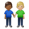 👨🏾‍🤝‍👨🏼 Emoji händchenhaltende Männer: mitteldunkle Hautfarbe, mittelhelle Hautfarbe Samsung One UI 1.5.