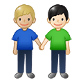 Émoji 👨🏼‍🤝‍👨🏻 Deux Hommes Se Tenant La Main : Peau Moyennement Claire Et Peau Claire sur Samsung One UI 1.5.