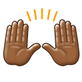 Emoji 🙌🏾 Mani Alzate: Carnagione Abbastanza Scura su Samsung One UI 1.5.