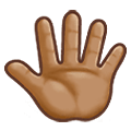Emoji 🖑🏽 Mano alzata con le dita aperte: Carnagione Olivastra su Samsung One UI 1.5.