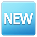 🆕 Emoji Wort „New“ in blauem Quadrat Samsung One UI 1.5.