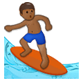 🏄🏾 Emoji Persona Haciendo Surf: Tono De Piel Oscuro Medio en Samsung One UI 1.5.