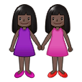 👭🏿 Emoji händchenhaltende Frauen: dunkle Hautfarbe Samsung One UI 1.5.