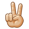 ✌🏼 Emoji Mano Con Señal De Victoria: Tono De Piel Claro Medio en Samsung One UI 1.5.