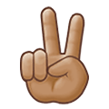 ✌🏽 Emoji Mão Em V De Vitória: Pele Morena na Samsung One UI 1.5.
