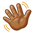 👋🏽 Emoji Mano Saludando: Tono De Piel Medio en Samsung One UI 1.5.