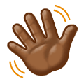 👋🏾 Emoji winkende Hand: mitteldunkle Hautfarbe Samsung One UI 1.5.