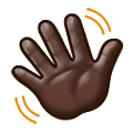 👋🏿 Emoji Mano Saludando: Tono De Piel Oscuro en Samsung One UI 1.5.
