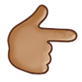 👉🏽 Emoji Dorso Da Mão Com Dedo Indicador Apontando Para A Direita: Pele Morena na Samsung One UI 1.5.