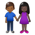👩🏿‍🤝‍👨🏾 Emoji Mann und Frau halten Hände: dunkle Hautfarbe, mitteldunkle Hautfarbe Samsung One UI 1.5.