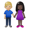 👩🏿‍🤝‍👨🏼 Emoji Mann und Frau halten Hände: dunkle Hautfarbe, mittelhelle Hautfarbe Samsung One UI 1.5.