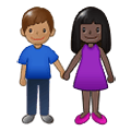 👩🏿‍🤝‍👨🏽 Emoji Mann und Frau halten Hände: dunkle Hautfarbe, mittlere Hautfarbe Samsung One UI 1.5.
