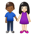 👩🏻‍🤝‍👨🏾 Emoji Homem E Mulher De Mãos Dadas: Pele Clara E Pele Morena Escura na Samsung One UI 1.5.