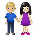 👩🏻‍🤝‍👨🏼 Emoji Mann und Frau halten Hände: helle Hautfarbe, mittelhelle Hautfarbe Samsung One UI 1.5.