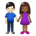 👩🏾‍🤝‍👨🏻 Emoji Mann und Frau halten Hände: mitteldunkle Hautfarbe, helle Hautfarbe Samsung One UI 1.5.