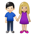 👩🏼‍🤝‍👨🏻 Emoji Mann und Frau halten Hände: mittelhelle Hautfarbe, helle Hautfarbe Samsung One UI 1.5.