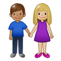 👩🏼‍🤝‍👨🏽 Emoji Mann und Frau halten Hände: mittelhelle Hautfarbe, mittlere Hautfarbe Samsung One UI 1.5.