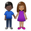 👩🏽‍🤝‍👨🏿 Emoji Mann und Frau halten Hände: mittlere Hautfarbe, dunkle Hautfarbe Samsung One UI 1.5.