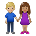 👩🏽‍🤝‍👨🏼 Emoji Mann und Frau halten Hände: mittlere Hautfarbe, mittelhelle Hautfarbe Samsung One UI 1.5.
