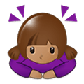 Emoji 🙇🏽‍♀️ Donna Che Fa Inchino Profondo: Carnagione Olivastra su Samsung One UI 1.5.