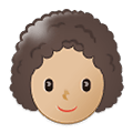 Émoji 👩🏼‍🦱 Femme : Peau Moyennement Claire Et Cheveux Bouclés sur Samsung One UI 1.5.