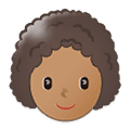 👩🏽‍🦱 Emoji Frau: mittlere Hautfarbe, lockiges Haar Samsung One UI 1.5.