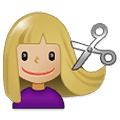💇🏼‍♀️ Emoji Frau beim Haareschneiden: mittelhelle Hautfarbe Samsung One UI 1.5.